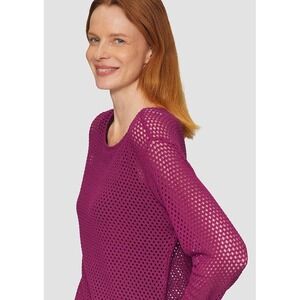 Michael Kors Magenta Pink Open Mesh Knit Pullover Sweater Top - Size XS‎